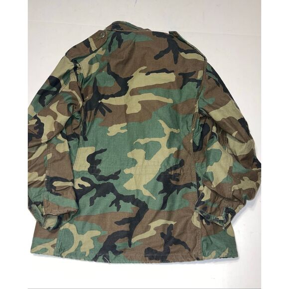 Vtg USGI US ARMY SURPLUS M65 FIELD JACKET WOODLAND CAMO COLD WEATHER COAT SMALL - Picture 2 of 8